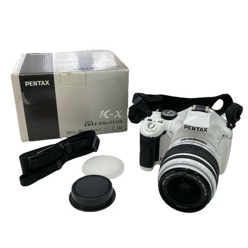 186000 ジャンク品 PENTAX ペンタックス 箱付き K-x PENTAX-DA18-55mm 本体 レンズ付き  ホワイト [0000000002269]