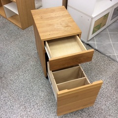 【デスクキャビネット】無印良品 無印 MUJI デスクワゴン　キャビネット 袖机 　オーク材　 ナチュラルの画像