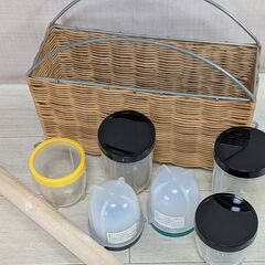 かご？　電子レンジ対応カップ　容器　すりこぎ　まとめての画像