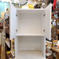 スリム キッチンボード 日本製 梅崎木工■横幅50㎝×奥行42cm×高さ181cm■引き出し4個 2枚扉 コンセント2口 ホワイト 参考価格59600円 食器棚■近隣配送無料 買取帝国 朝霞店の画像