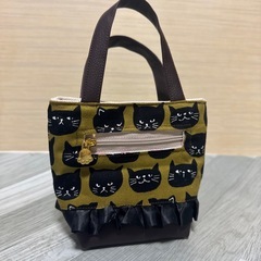 試作　黒猫トートバッグ型ミニポーチの画像