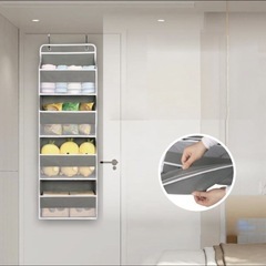 未使用◆ドア掛け式メッシュ収納 グレー 6ポケットの画像