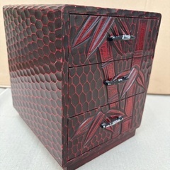 伝統工芸品 鎌倉彫 竹模様 小物入れ 引き出し 収納 アンティーク レトロの画像