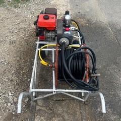 丸山 セット動噴 MS310 4馬力 高圧ホース 100m巻き アルミキャリ－ 動力噴霧器 散布機 噴霧 消毒 高圧洗浄　潅水　防除 噴霧　吸水排水ホース付き　宮崎の画像