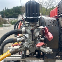 丸山 セット動噴 MS310 4馬力 高圧ホース 100m巻き アルミキャリ－ 動力噴霧器 散布機 噴霧 消毒 高圧洗浄　潅水　防除 噴霧　吸水排水ホース付き　宮崎の画像
