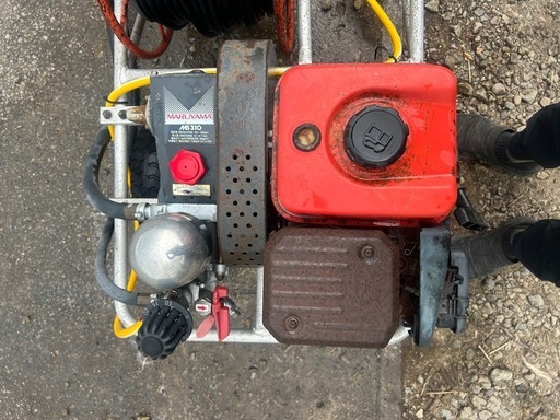 丸山 セット動噴 MS310 4馬力 高圧ホース 100m巻き アルミキャリ