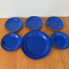 GIVENCHY ジバンシー食器セット　青　金縁　大皿1枚　小皿５枚の画像