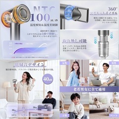 新品未使用　ヘアドライヤー 110000RPM 速乾 マイナスイオン 髪質改善の画像