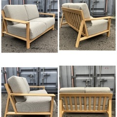 【お値下げOK】綺麗 無印 MUJI ソファ本体木製フレームウレタンポケットコイル２シーターの画像