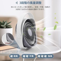 静音⭐️新品 　卓上扇風機 ホワイト USBケーブル付き　2台セット　シンプル扇風機の画像