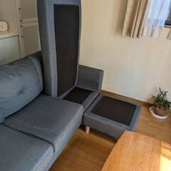 カウチソファー　ネイビーグレーの画像