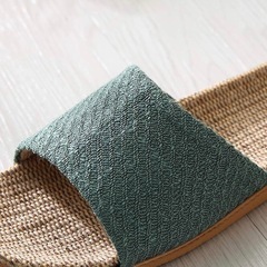 新品⭐️快適⭐️ルームシューズ　リネンスリッパ グリーン 24.5cm 通気性◎の画像