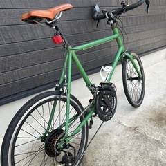 ミニベロ、ロード小径自転車 グリーン 2✖️7 14変速、整備済の画像