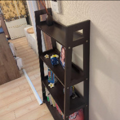 ダークブラウン木製ラダーシェルフ 4段の画像