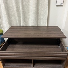 WAMPAT ローテーブル 昇降式 リビングテーブル 広く昇降式天板 幅106.6cm センターテーブル大容量収納空間 リフティングテーブル おしゃれ 中世のスタイルの画像