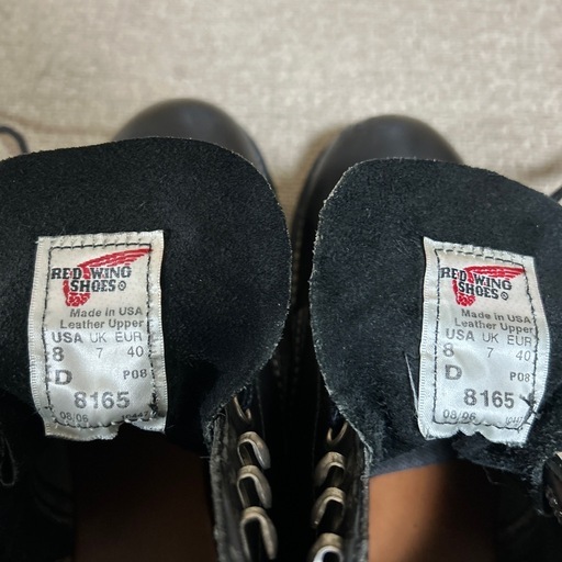 【8D 良品 06年】レッドウィング 8165 黒 プレーントゥ redwing