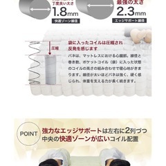 セミダブル　マットレス　 ポケットコイル マットレス より強力なエッジサポート エッジ線径2.3mmの画像