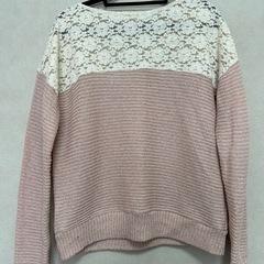 heart in chains レース切替長袖ニット　ニット　ピンク　花柄　刺繍　サイズ : Mの画像
