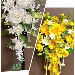 ブーケ　2セット　造花　ウェディングブーケ＆ブートニア＆ヘアブーケ　の画像