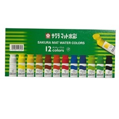 絵の具4色 絵の具の箱　平筆4本の画像