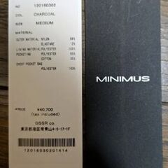 MINIMUS　ミニマス　ジャケット　HIGH KICKBACK JACKETの画像