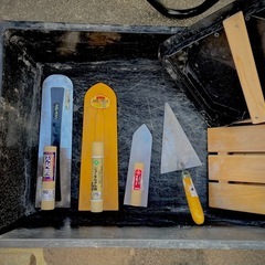 一輪車、ほか左官道具いろいろの画像