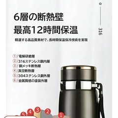 水筒 魔法瓶 1l 保冷 おしゃれ 直飲み 真空 保温ボトル ステンレスボトル 運動 登山 600ml 800ml 1000ml 軽量 清潔 保温 メンズ 手掛け 旅行 通勤通学 真空二重構造 マグボトルの画像