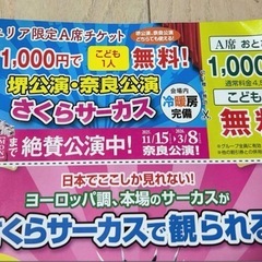 さくらサーカス チケット 堺公演と奈良公演で利用可能！グループ全員に有効！の画像