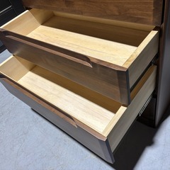 国産 SANKOU 天然木 ハイチェスト6段、幅80cm Used/美品の画像