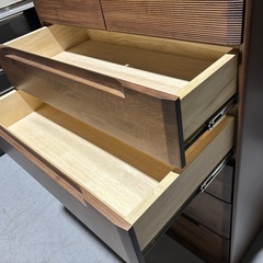 国産 SANKOU 天然木 ハイチェスト6段、幅80cm Used/美品の画像