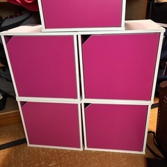 【4個セット】ピンクのサイコロ型カラーボックスの画像