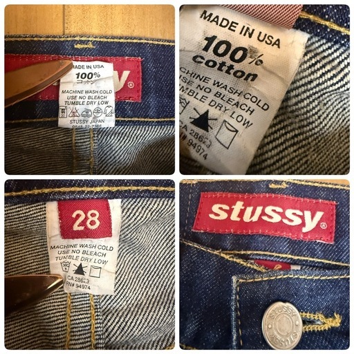 【美品】90s Stüssy USA製 赤タグ デニム W28 ヴィンテージ