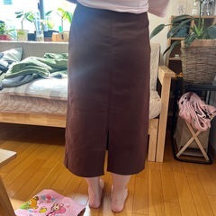 試着のみブラウンロングタイトスカートの画像
