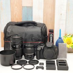 【全国送料無料】 Canon EOS Kiss X80✨カメラバッグ付き Wi-Fi転送 手振れ補正付き 高画質 ダブルレンズセット ズームセット✨ 届いたらすぐに使えます✨ キャノンの画像