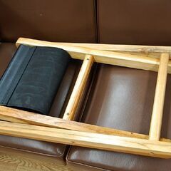 折りたたみ スツール 幅50×奥41×高46cm 本革 木製フレーム ブラック チェア 椅子 いす イス 腰かけ 札幌市 清田区 平岡の画像