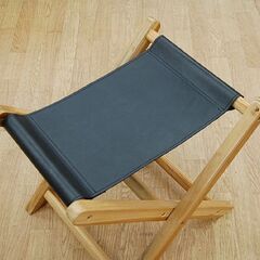 折りたたみ スツール 幅50×奥41×高46cm 本革 木製フレーム ブラック チェア 椅子 いす イス 腰かけ 札幌市 清田区 平岡の画像