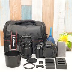 【全国送料無料】 Canon EOS Kiss X80✨Wi-Fi転送 カメラバッグ付き 高画質 超望遠レンズセット ズームセット✨ 届いたらすぐに使えます✨ キャノンの画像