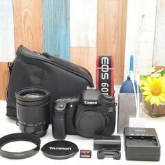 【全国送料無料】 Canon EOS Kiss 60D✨ ショット数わずか!! カメラバッグ付き✨ スマホ転送OK 近くも遠くも撮れる万能レンズ付き ハイアマチュア機 レンズセット ズームセット✨ 届いたらすぐに使えます✨ キヤノン キャノンの画像