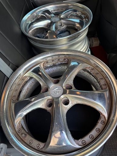 WORK VS KF 18インチ 5穴 114.3 メッキ ペア　腐食あり