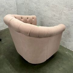 チェスターフィールド 1人掛けソファ ピンク VINCENT ヴィンセント レトロ アンティーク 姫系家具 シングルソファ ① A0609の画像