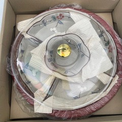 花柄陶器食器 扇皿5枚 丸皿1枚回転式お盆付蓋付の画像