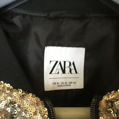 ZARA ゴールド スパンコール ボンバージャケット XLの画像