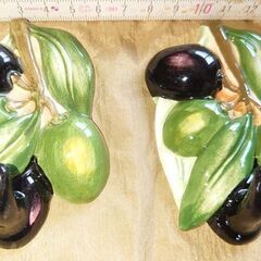 陶器　壁用フック　２つ　オリーブ　未使用　ヨーロッパからの画像