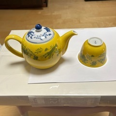 未使用品　たち吉茶器６点セット　黄地魚藻文の画像