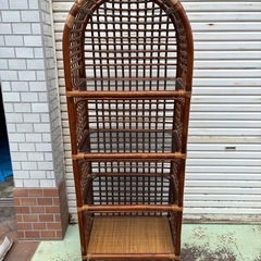 ラタン★ガラス棚★レトロの画像