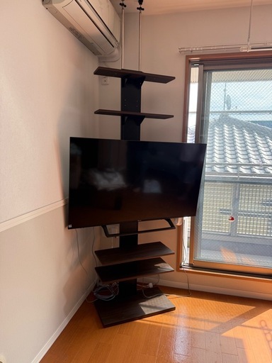 突っ張りテレビ台　テレビ付