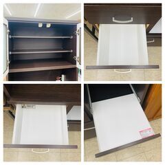 【ジモティー割引で最大15％OFF⭐️】食器棚 ダークブラウン 木目調 コンセント付きの画像
