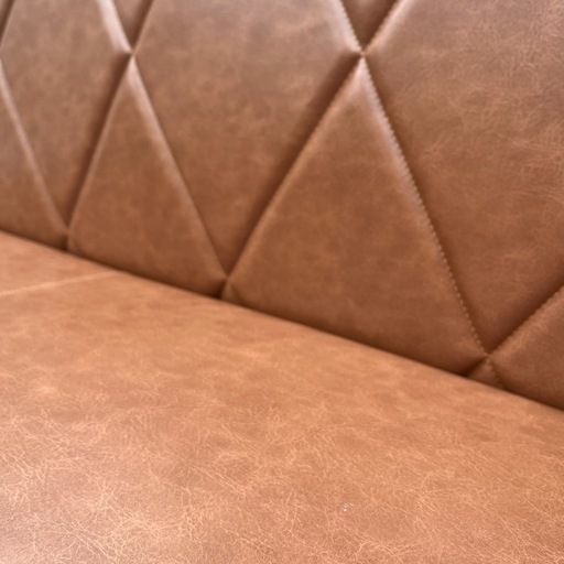 《売約済》【武蔵小山店】 アームチュロ ソファ 2人掛け ブラウン 木製アーム 合皮 北欧調 レトロ モダン リビングソファ カフェ風 sofa 2P 検） ソファ sofa 2人掛け 2P アームチュロ ブラウン 木製アーム 合皮 レザー 北欧 モダン ナチュラル カフェ風 レトロ インテリア リビング