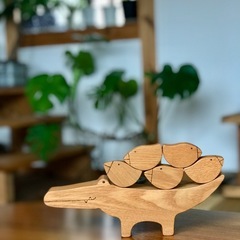 小鳥たちとワニの積み木　オブジェ　北欧　　ishitani furniture製  の画像