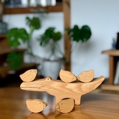 小鳥たちとワニの積み木　オブジェ　北欧　　ishitani furniture製  の画像